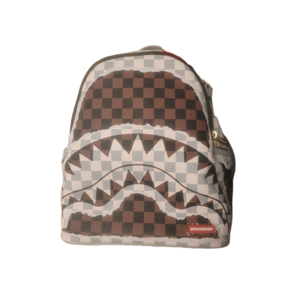 NWT Sprayground Shark Legacy Check Savage‎ Mini/Small Backpack Gray/White/Br/BLK
